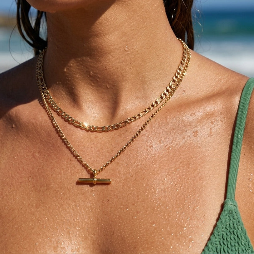 Gold T Bar Necklace