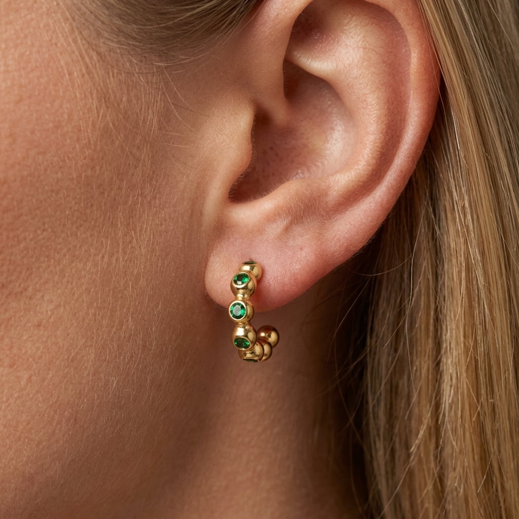 Green Hoop Earrings
