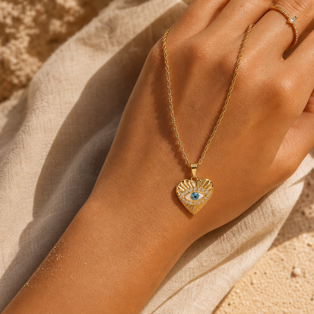 Evil Eye Heart Necklace