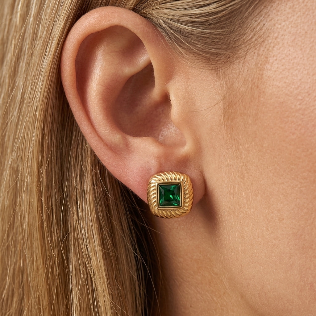 Green Stud Earrings