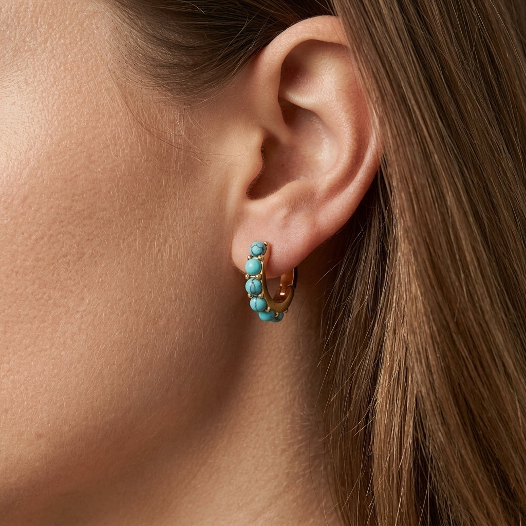 Turquoise Huggie Earrings