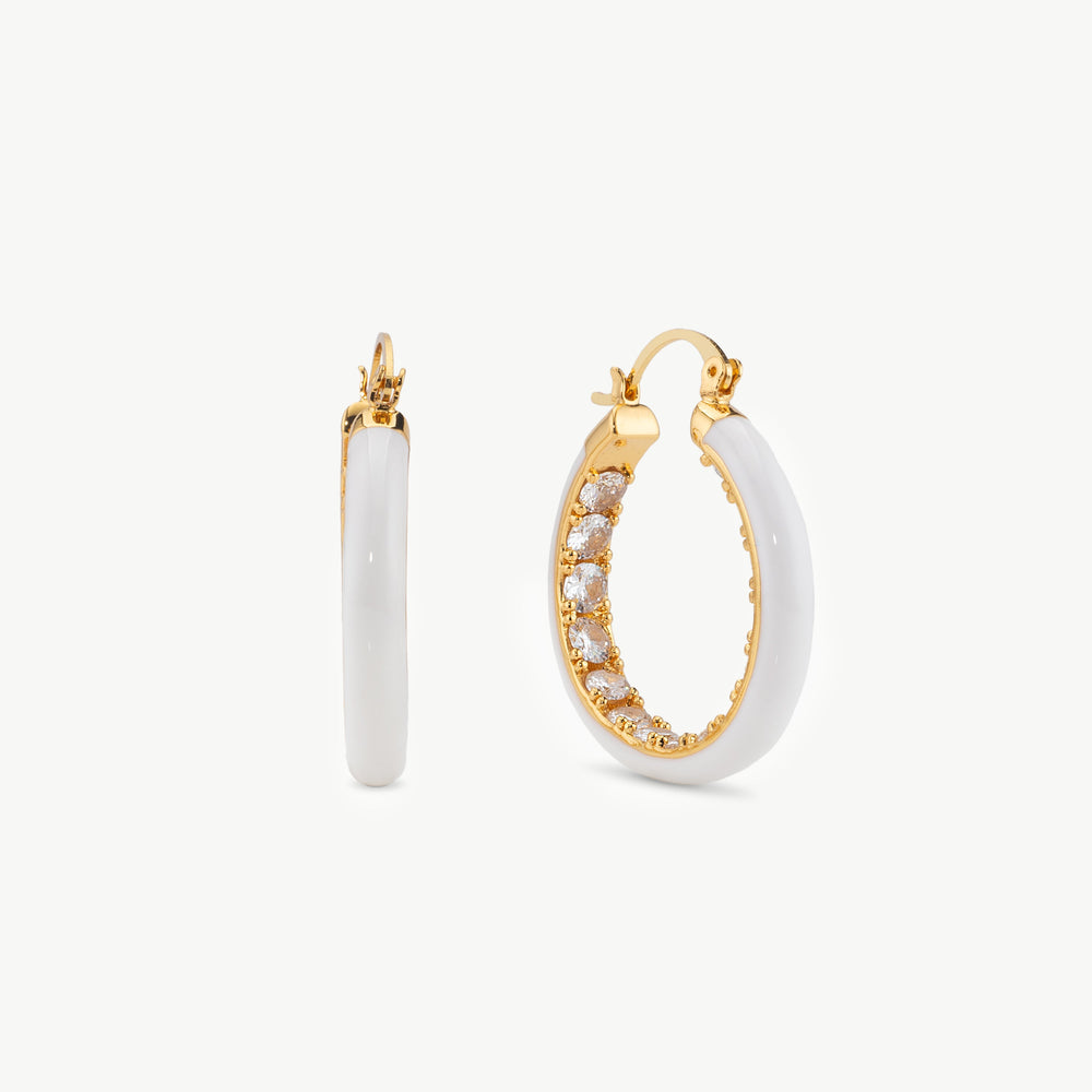 White Hoop Earrings